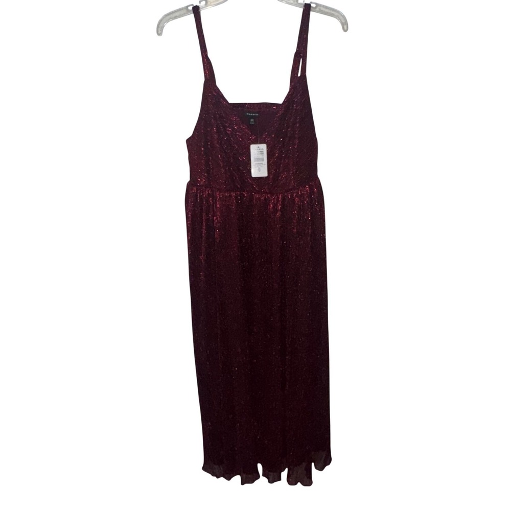 Torrid | new w/tags| tea length spaghetti strap burgundy dress | size 10 - Picture 6 of 15